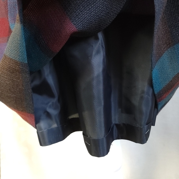 Vintage Buffalo Plaid Dark Academia Wool Midi Skirt Jewel Red Teal Prophecy - Picture 6 of 15